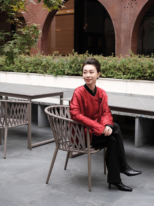 盛唐牡丹 |冠乐绉偏襟花扣夹棉外套 商品图2