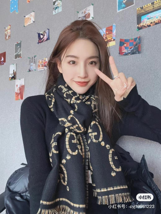 Gucci格纹围巾-黑棕 商品图6