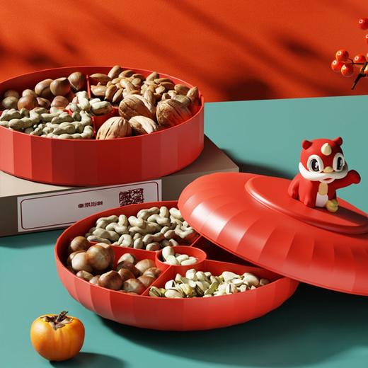 新年爆款果盘囍事糖果盘国风醒狮分格果盘高端客厅摆件坚果盘 商品图1