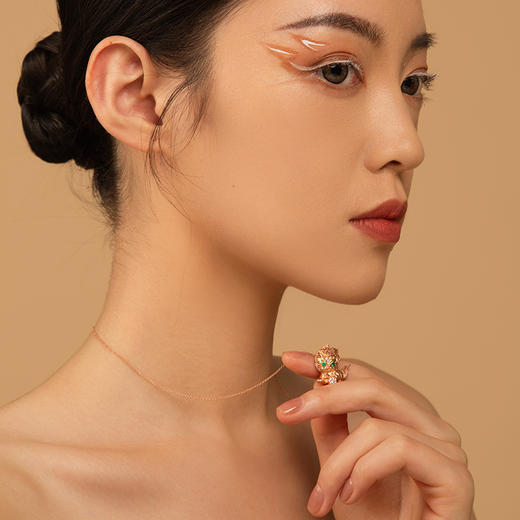 [醒狮系列] 18K玫瑰金镶嵌钻石祖母绿项链#醒醒 商品图5