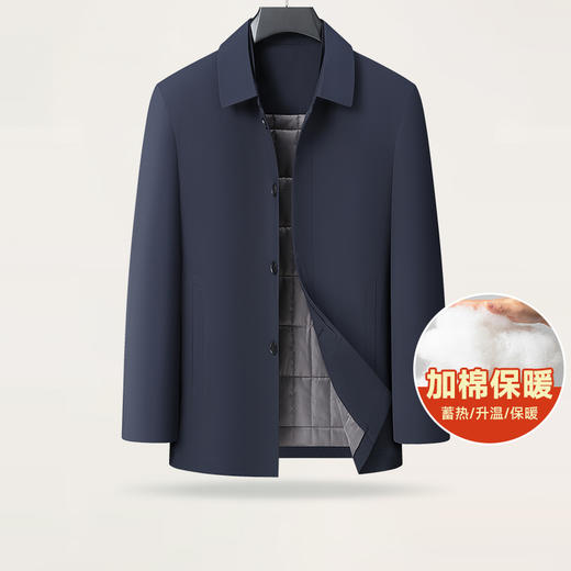 【新款DLC】大依优型大码男装加绒翻领夹克商务棉衣棉服外套男休闲加肥加大夹克上衣胖子显瘦 商品图0