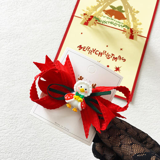 双12抢先购！【可爱熊发箍！萌动圣诞盛宴】新款圣诞节头饰新年红色蝴蝶结发卡，可爱熊发箍毛球卡通圣诞帽发夹，舒适柔软 不易脱落 百看不厌-QQ 商品图8