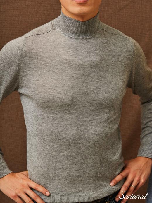 Dalmo 灰色羊绒加丝半高领毛衣 商品图1