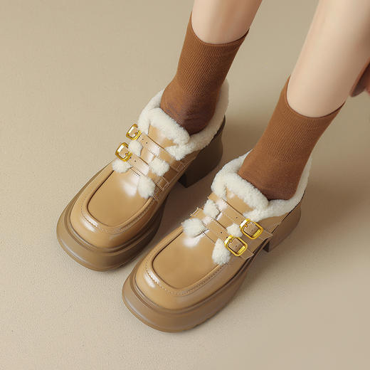 冬季新款，里外全皮厚底保暖绒里单鞋HCY-5074 商品图9