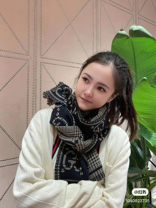 Gucci格纹围巾-黑绿 商品图4