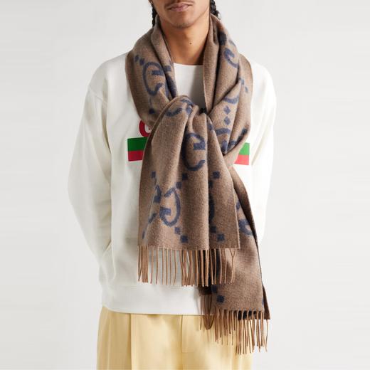 Gucci 双G提花山羊绒围巾 双面可用 5色可选 商品图4