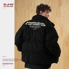 BJHG不计后果美式复古短款棉服秋冬潮牌环保麂皮绒棉衣外套