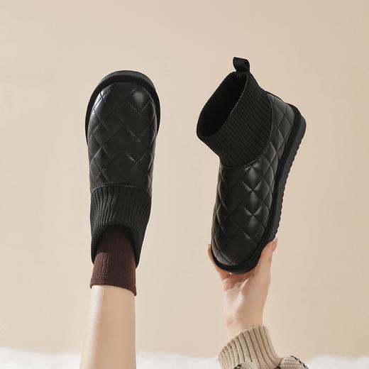 ZHR衍缝格纹保暖雪地靴女2023冬季新款韩版长绒柔软舒适女靴百搭 商品图2