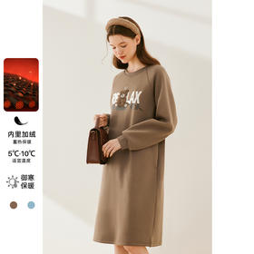 【严选】诗凡黎冬韩系卡通熊图案加绒连衣裙SEB490991