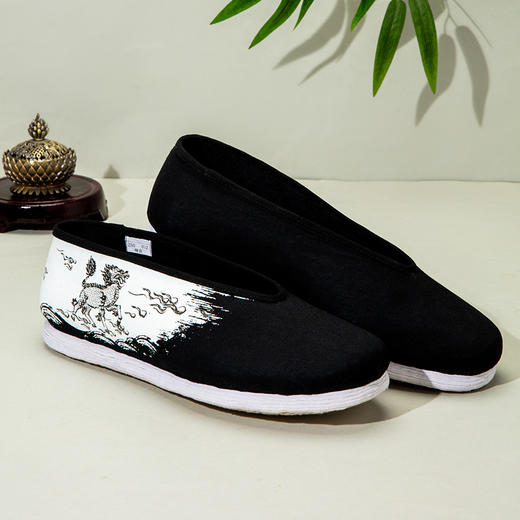 内联升男鞋手工单鞋千层底大内山海之麒麟小元口鞋SH8540 商品图4