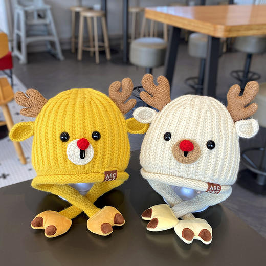 双12抢先购！【可爱保暖！多色可选】宝宝帽子冬季可爱圣诞护耳帽，男孩女童秋冬加厚保暖儿童针织毛线帽，个性时尚 护耳防寒更暖心 男女通用lm 商品图1