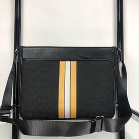 秋冬特惠💰470 coach/蔻驰男包 C5291 VARSITY THOMPSON系列男女通勤款 提花织布条纹拼皮单肩斜挎包  尺寸：31×22×7cm