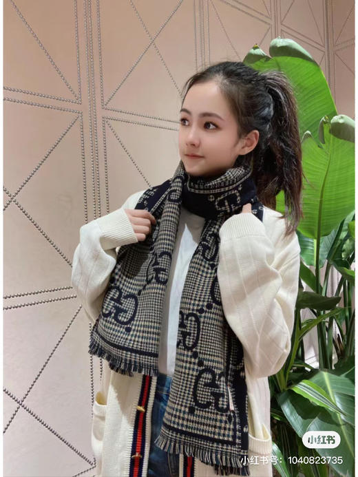 Gucci格纹围巾-黑绿 商品图3