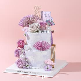 【提前一天预定】双层|优雅·紫色花艺蛋糕（C类）【4616】