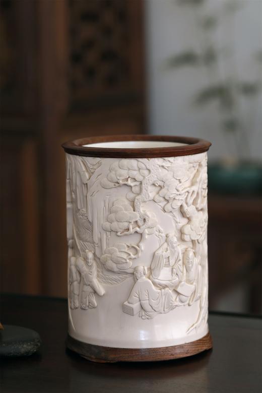 五老图°猛犸牙雕笔筒 商品图2