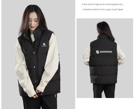 清仓！！自留款付款减库存，国标80绒！马甲冬季新款羽绒马甲背心  男女同款 宽松外穿运动时尚立领短款 白鸭绒 新国标80绒  官网在售699！！！  SO马甲 商品图6