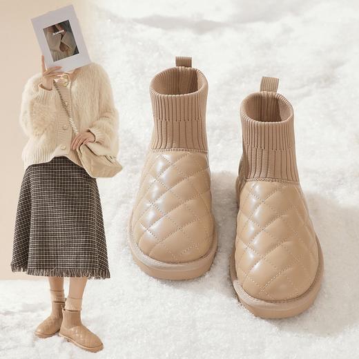 ZHR衍缝格纹保暖雪地靴女2023冬季新款韩版长绒柔软舒适女靴百搭 商品图8