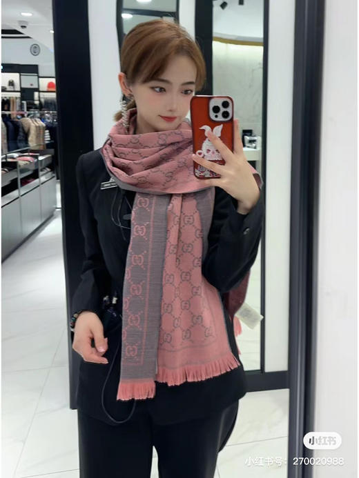 Gucci围巾-灰粉色 商品图6