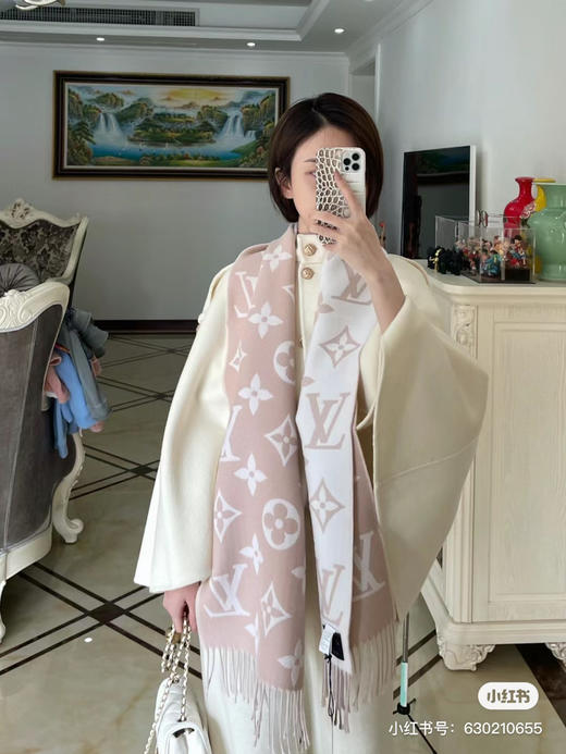 Lv羊毛围巾-干枯玫瑰粉 商品图0