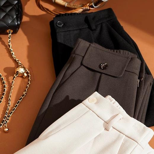 逸阳毛呢西装裤2023冬季新款高腰显瘦哈伦烟管加厚女士裤子6852 商品图3