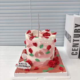 送女生女士红玫瑰裱花蛋糕-低糖处理无添加
