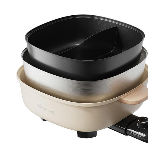 【小程序】小熊(Bear)鸳鸯锅 电火锅 多用途锅 电煮锅 多功能锅一体家用电热锅料理涮肉锅火锅锅具 米白色鸳鸯锅DHG-D60F1 6L 商品图4