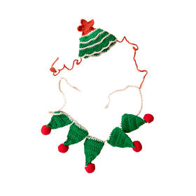 Nmay 公仔玩具圣诞装饰品针织帽子围兜 过家家娃娃变装服装搭配 玩偶的圣诞节新衣