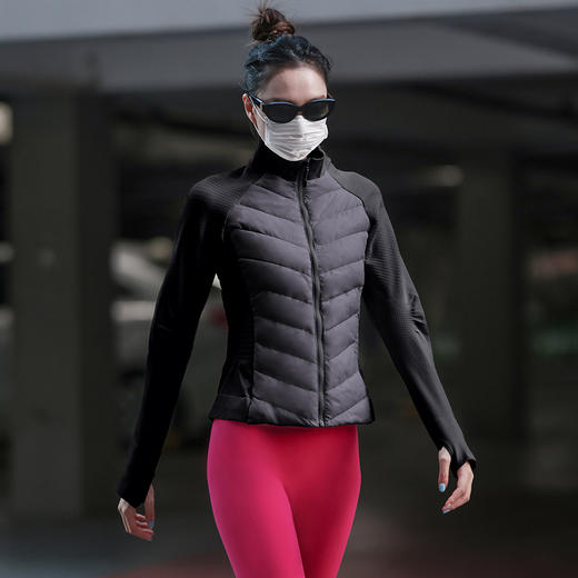 运动羽绒服女保暖拼接修身显瘦户外健身外套 商品图4