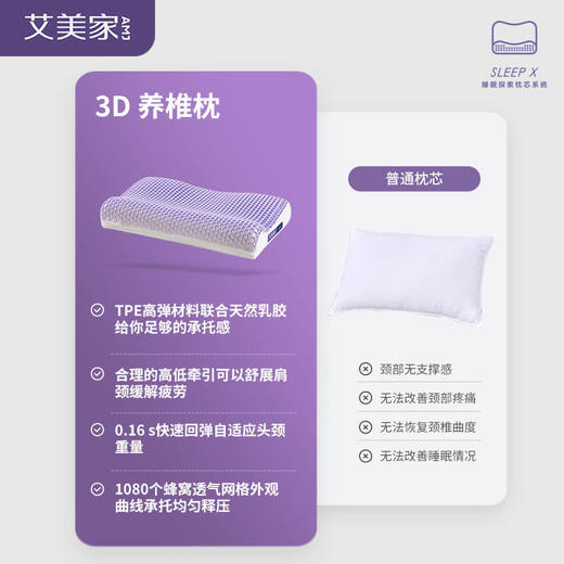 艾美家  3D分压养椎枕  60*40cm（高8-10cm） 商品图3
