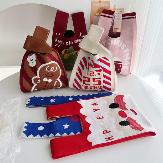 【复古百搭❗️时尚针织手提包】秋冬新款雪人手拎包包 加厚针织大容量 手提包可爱图案手机包 商品图3