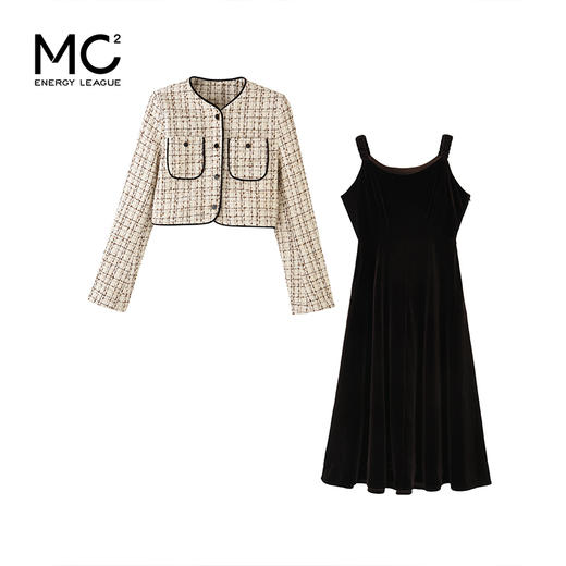 mc2气质显瘦小香风套装女2023秋冬新款法式复古千金风外套+吊带裙 商品图4