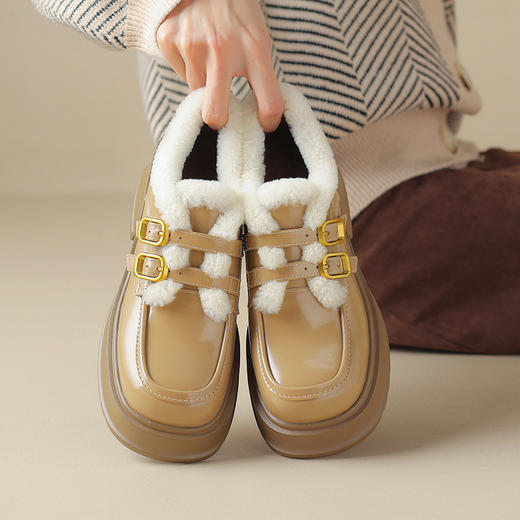 冬季新款，里外全皮厚底保暖绒里单鞋HCY-5074 商品图7
