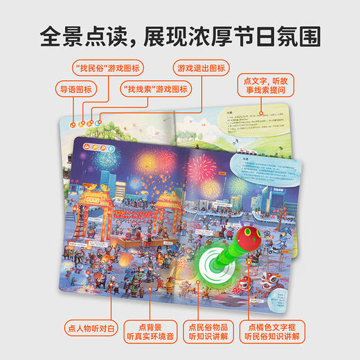 【育学园】小彼恩出品全景找线索-民俗礼仪游戏书 套装4册 点读版 商品图1