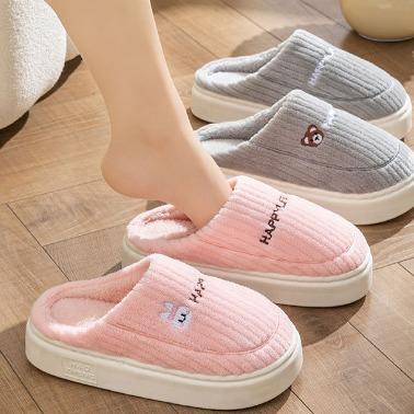 「六色可选！简约派」棉拖鞋踩屎感秋冬季加厚底家用室内日用防滑保暖家居月子毛拖鞋女 商品图1