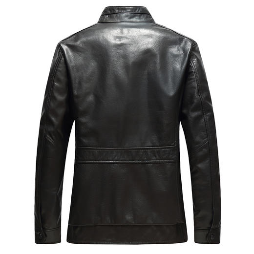 【真皮】大依优型大码立领皮牛皮夹克外套休闲简约大号皮夹克真皮皮草加肥加大潮款 商品图1