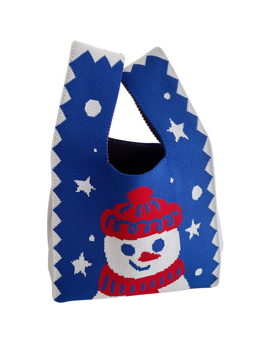 【复古百搭❗️时尚针织手提包】秋冬新款雪人手拎包包 加厚针织大容量 手提包可爱图案手机包 商品图4