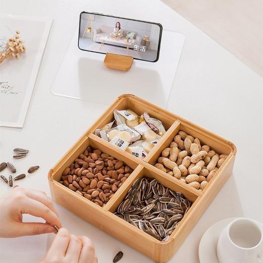 木制干果盒新中式家用创意分格带盖糖零食瓜子多层收纳盒防潮客厅 商品图2
