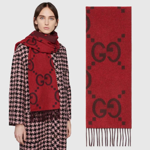 Gucci 双G提花山羊绒围巾 双面可用 5色可选 商品图6