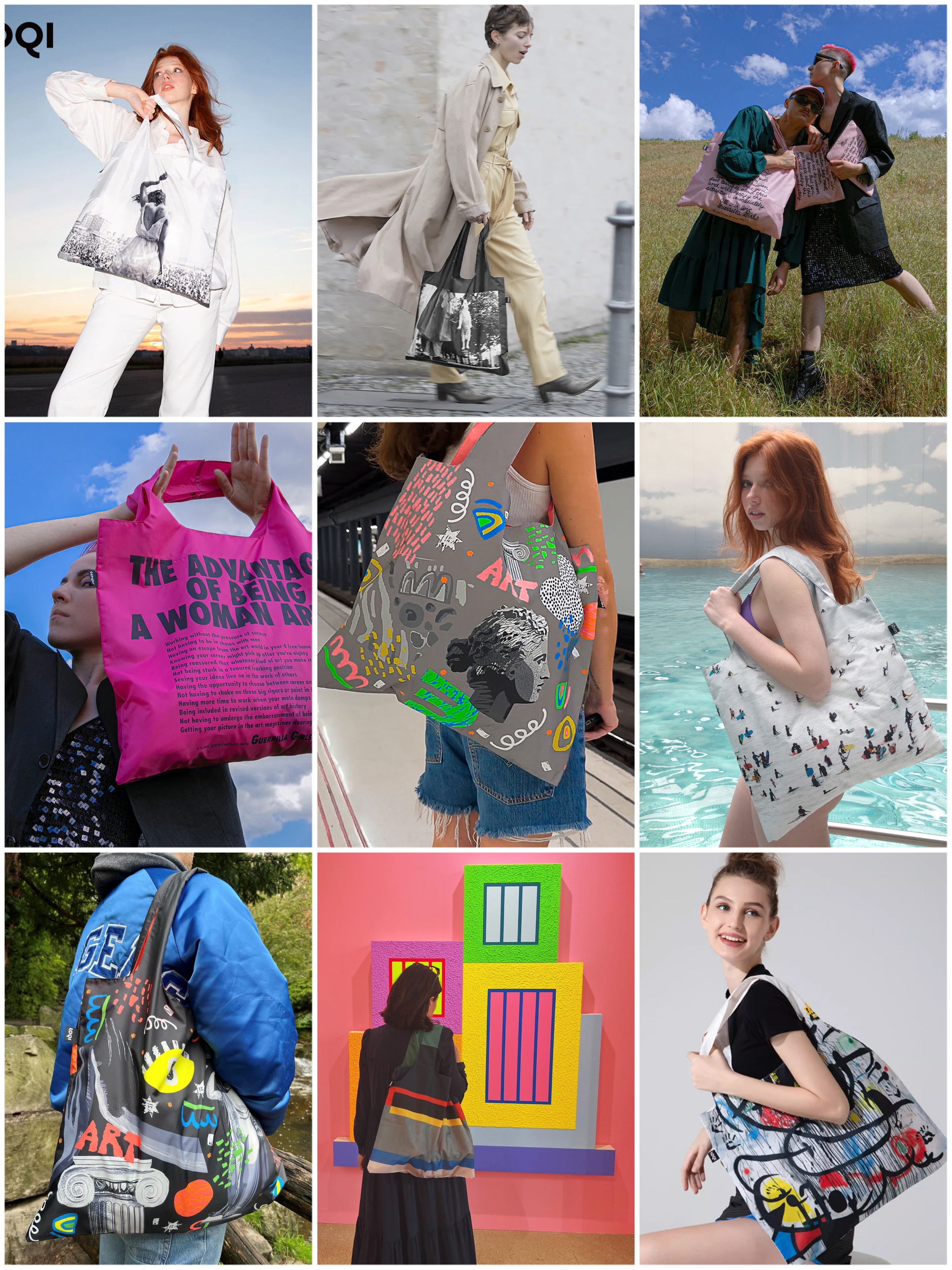 德国LOQI 新品合集 时尚艺术环保万用袋 折叠大容量单肩手提购物袋承重40斤防泼水