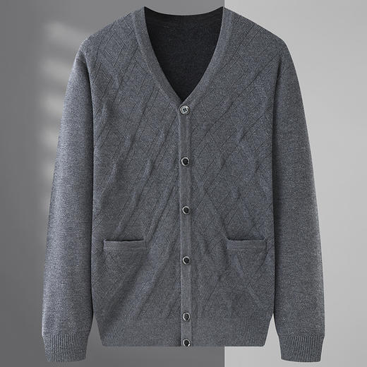 【圈】【绵羊毛】【新款DWP】大依优型大码毛衣开衫休闲加肥加大上衣男士胖子大码外套男士保暖针织衫 商品图1