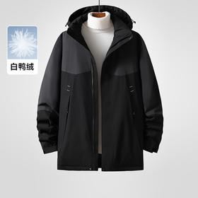 【可拆卸帽】【新款DTH】大依优型大码羽绒服短款多色休闲保暖加厚外套潮流胖子白鸭绒男装胖子上衣冬季