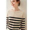 丁摩 35%山羊绒衫圆领条纹羊毛衫衫保暖可外穿针织打底衫NZ-627 商品缩略图1