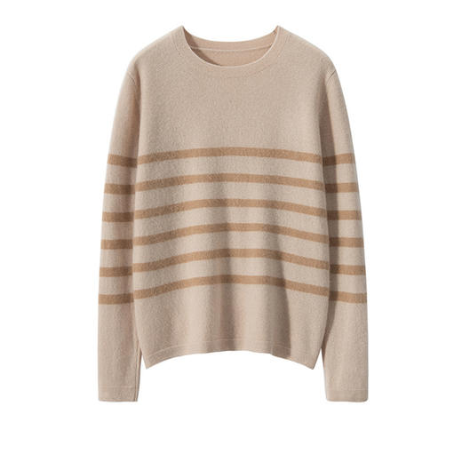 丁摩 35%山羊绒衫圆领条纹羊毛衫衫保暖可外穿针织打底衫NZ-627 商品图4