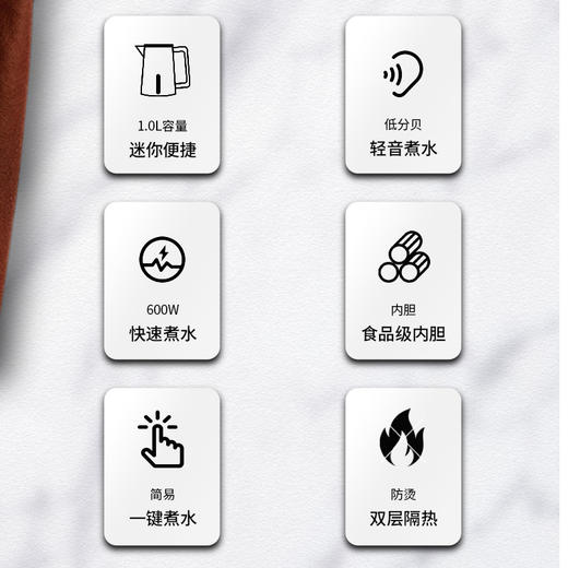 「三色可选！1L便携壶」威力1L迷你电热水壶出差办公烧水壶便携户外旅行热水壶家用厨房电器 商品图2