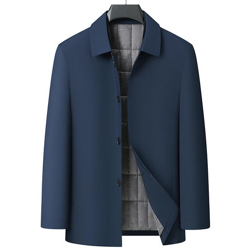 【新款DLC】大依优型大码男装加绒翻领夹克商务棉衣棉服外套男休闲加肥加大夹克上衣胖子显瘦 商品图1