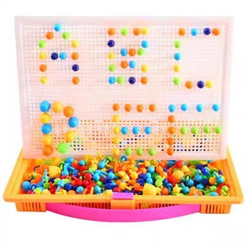 创意百变儿童益智蘑菇钉玩具拼插板蘑菇丁盒装拼图男女孩玩具 商品图2