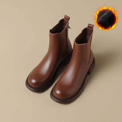 ZHR氛围感法式短靴女靴2023冬季新款简约纯色厚底显高洋气马丁靴 商品图7