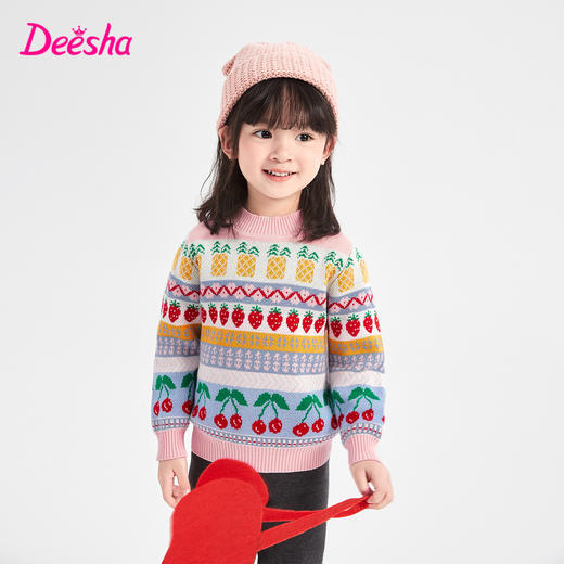 笛莎Deesha 童装女童毛衣2023冬季新款中大童时尚针织毛衣 商品图0