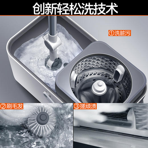 【大卫 拖把专家】D7 旋转拖把桶 2023新款 免手洗家用拖布可拆卸桶懒人墩布拖地桶 商品图4