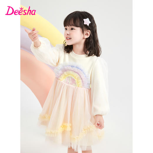 笛莎Deesha 连衣裙2023秋季新款中大童儿童网纱裙 商品图1